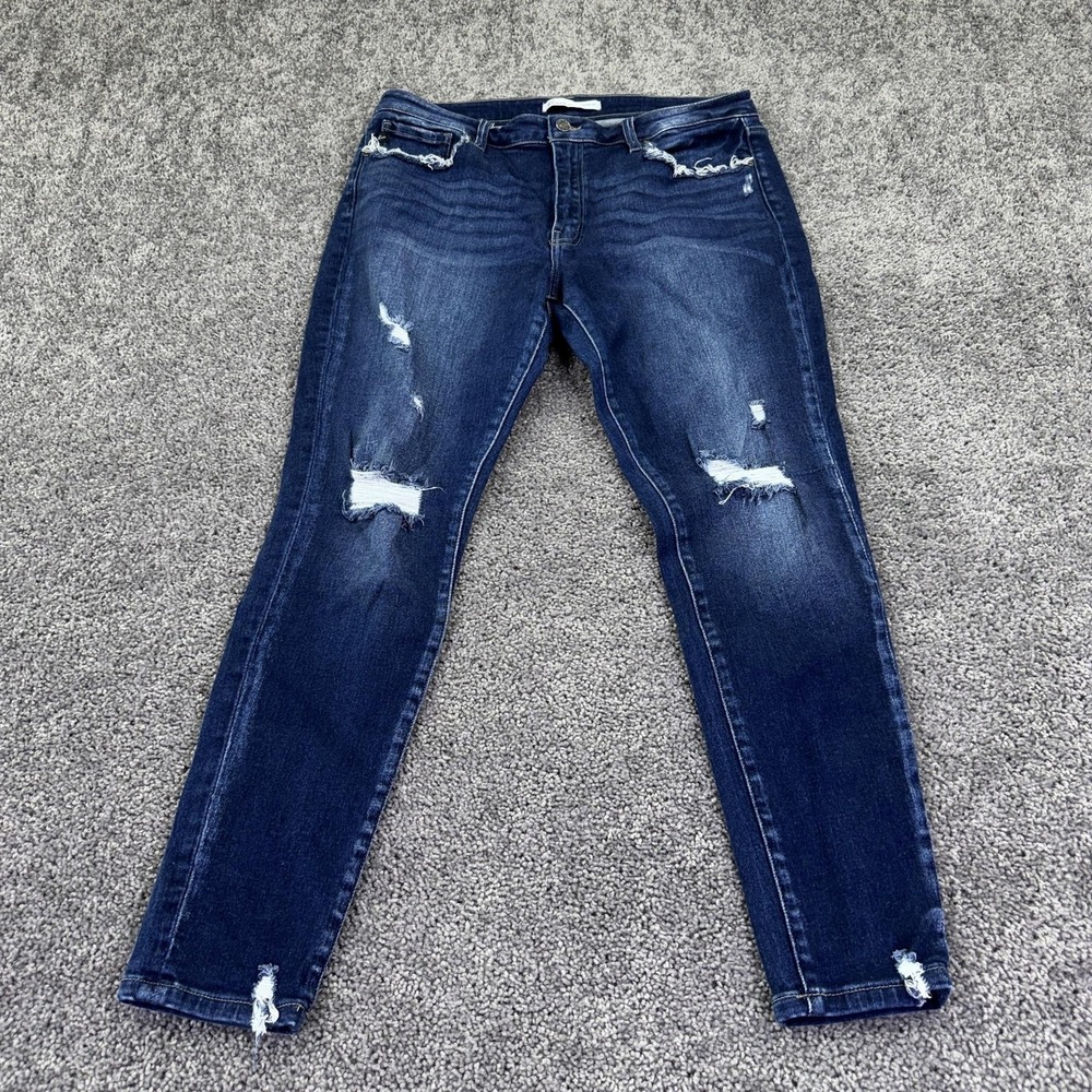 KanCan Jeans Womens 32 Blue Skinny Distressed Stretch Denim Medium Wash Casual